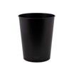 A black plastic cup on a white background.