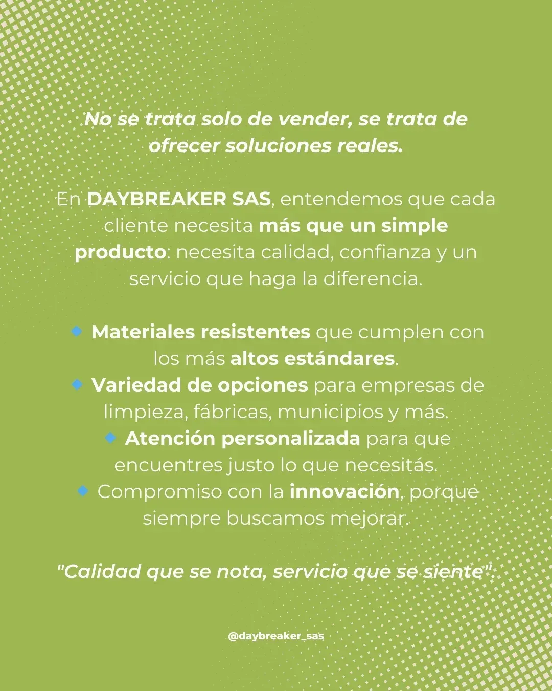Texto publicitario ecológico: ofrece soluciones reales. Destaca materiales resistentes.