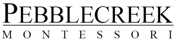 a black and white logo for pebblecreek montessori