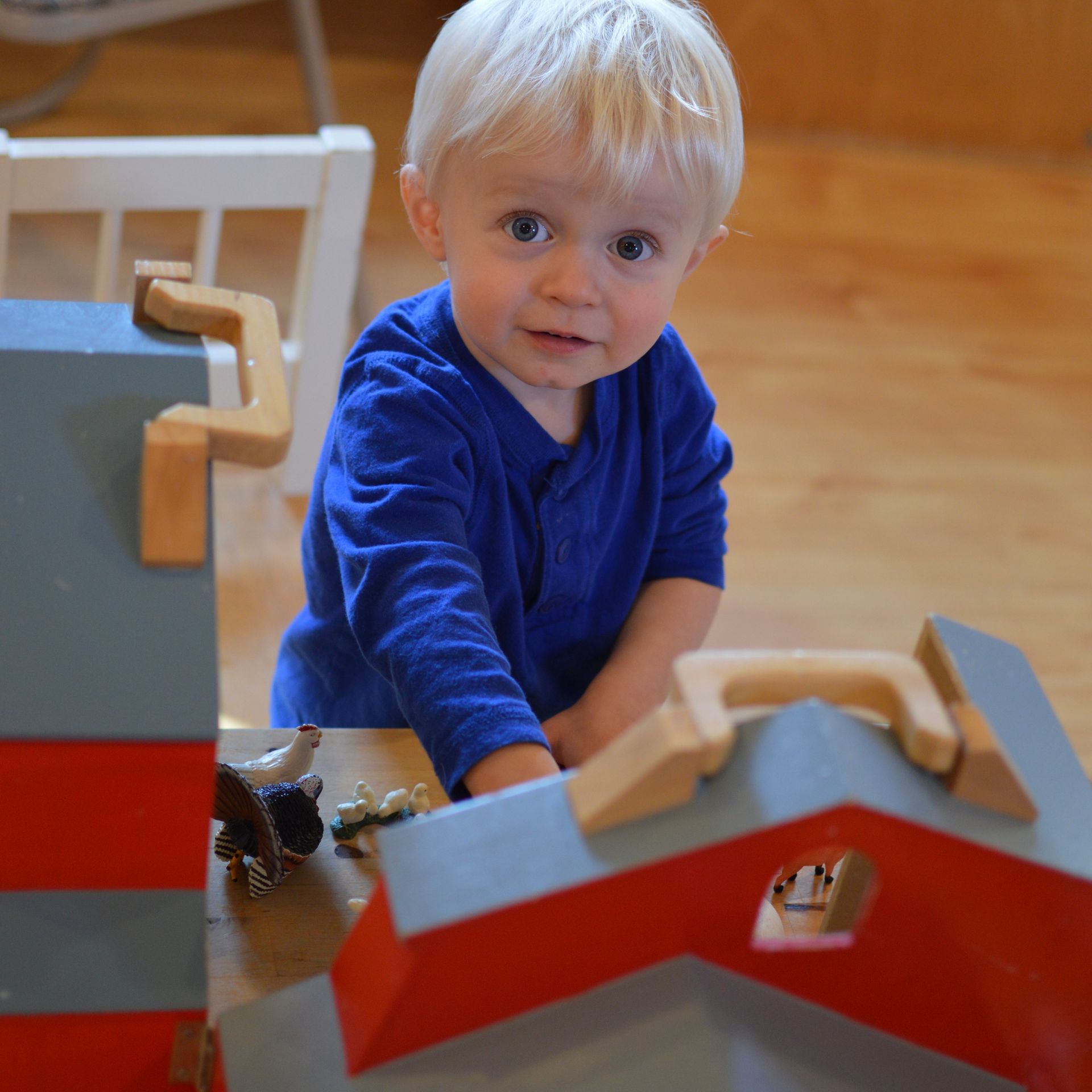 A Montessori toddler playing in class room