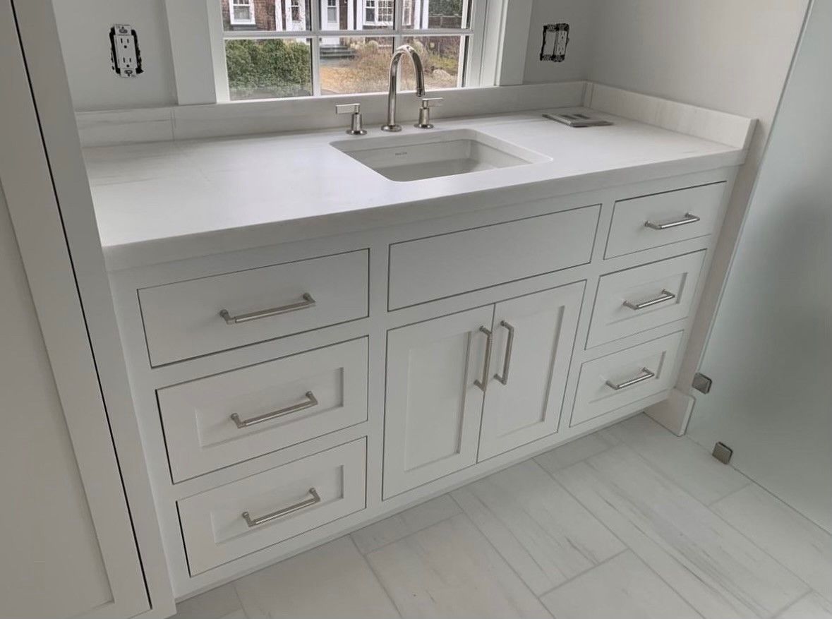 A Bathroom Vanity With A Sink And Drawers — Cape Coral, FL — X45 Cabinets