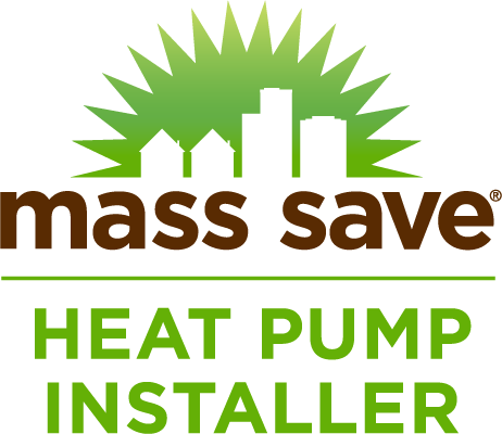 Mass Save Heat Pump Installer logo with green skyline and buildings;