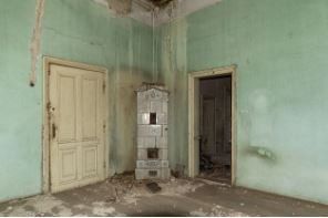 This is a room that has been completely overtaken by mold.