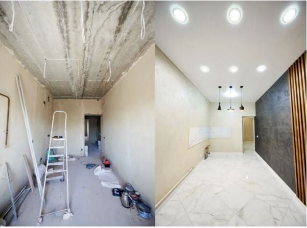 This is a before and after picture after a beautiful renovation took place.