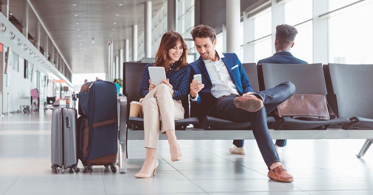 two people in an airport