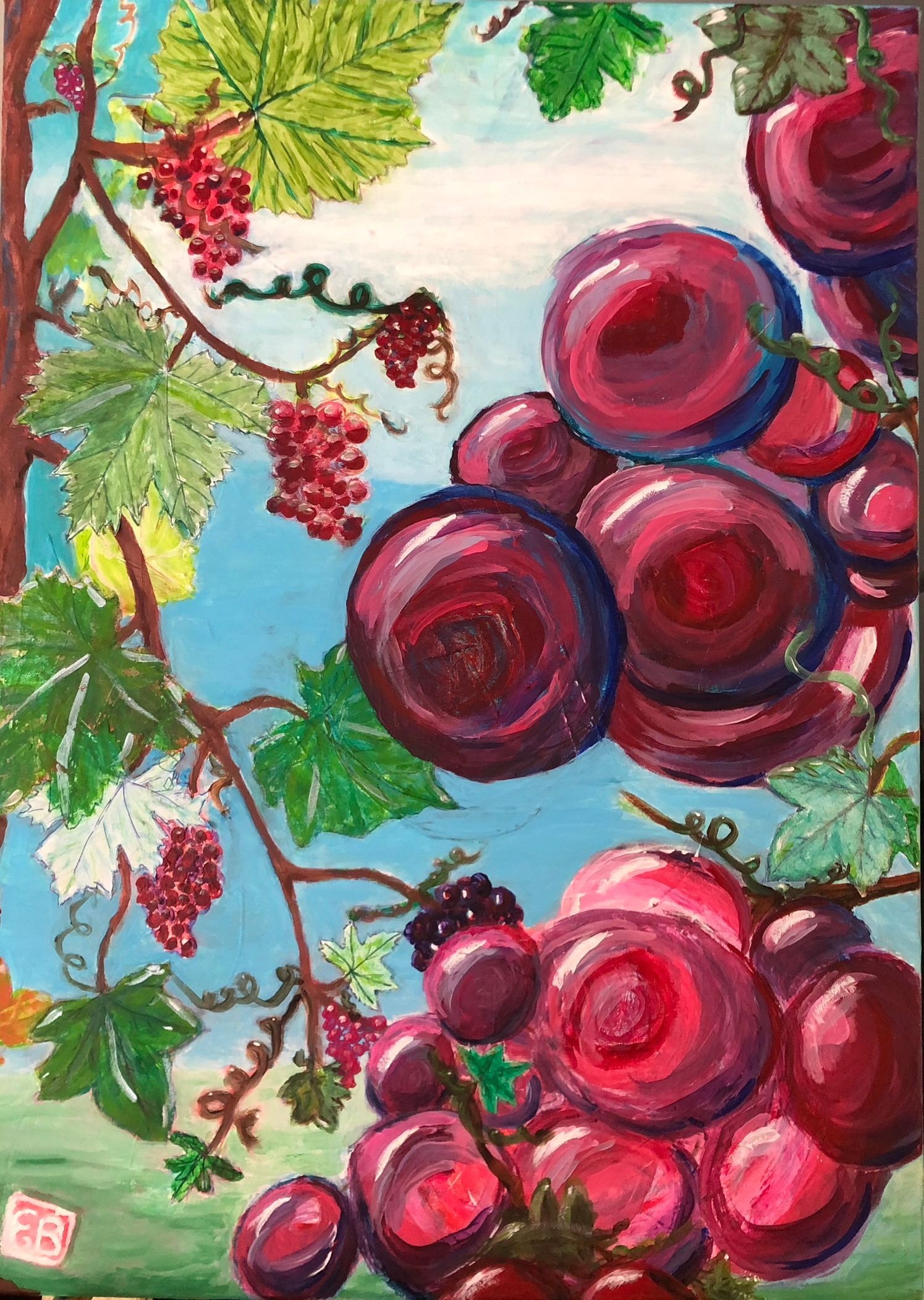 scholderij Druiventros, Elisabeth Baron, EB-Artwork&Coaching