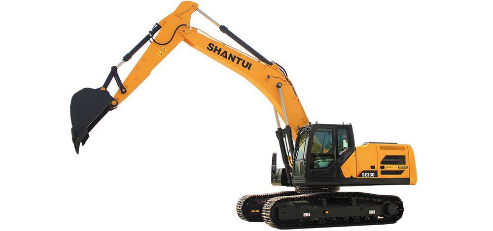 Yellow and Black Shantui Excavator Against a White Background — Northern Heavy Machinery in Mount Louisa, QLD