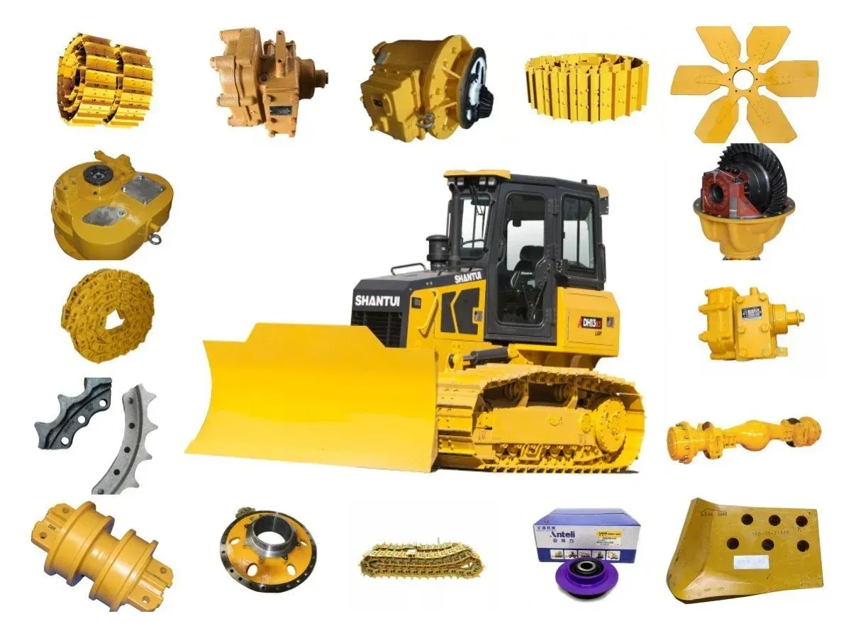 Yellow bulldozer with various disassembled parts surrounding it on white background.— Northern Heavy Machinery in Mount Louisa, QLD