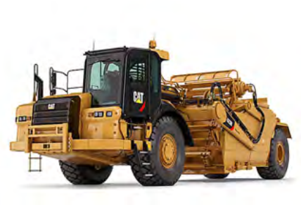 Yellow Caterpillar Scraper on a White Background, Used for Earthmoving — Northern Heavy Machinery in Mount Louisa, QLD