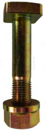 Yellow Metal Bolt With a Square Head and a Nut at the Base — Northern Heavy Machinery in Mount Louisa, QLD