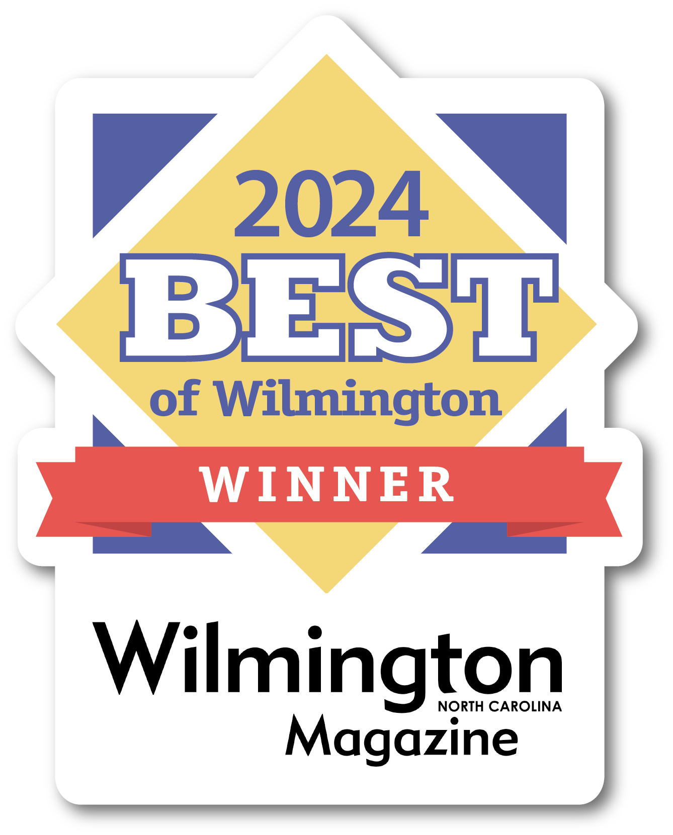 A sticker that says 2024 best of wilmington winner