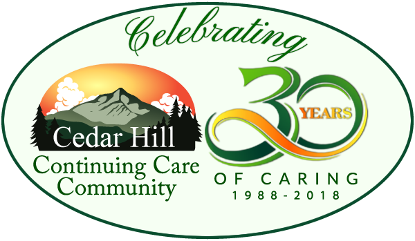 Cedar Hill Continuing Care Community logo celebrating 30 years