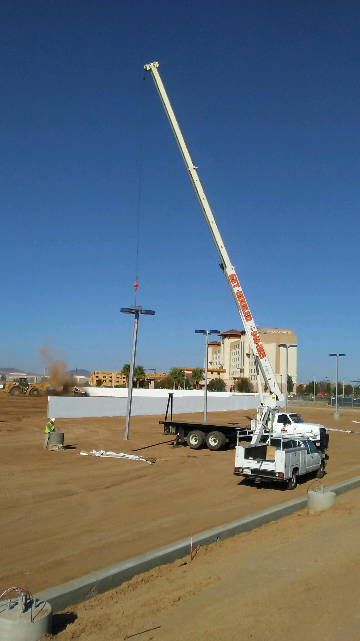 Crane Carrying a Post — Lancaster, CA — Get Hooked Crane Service