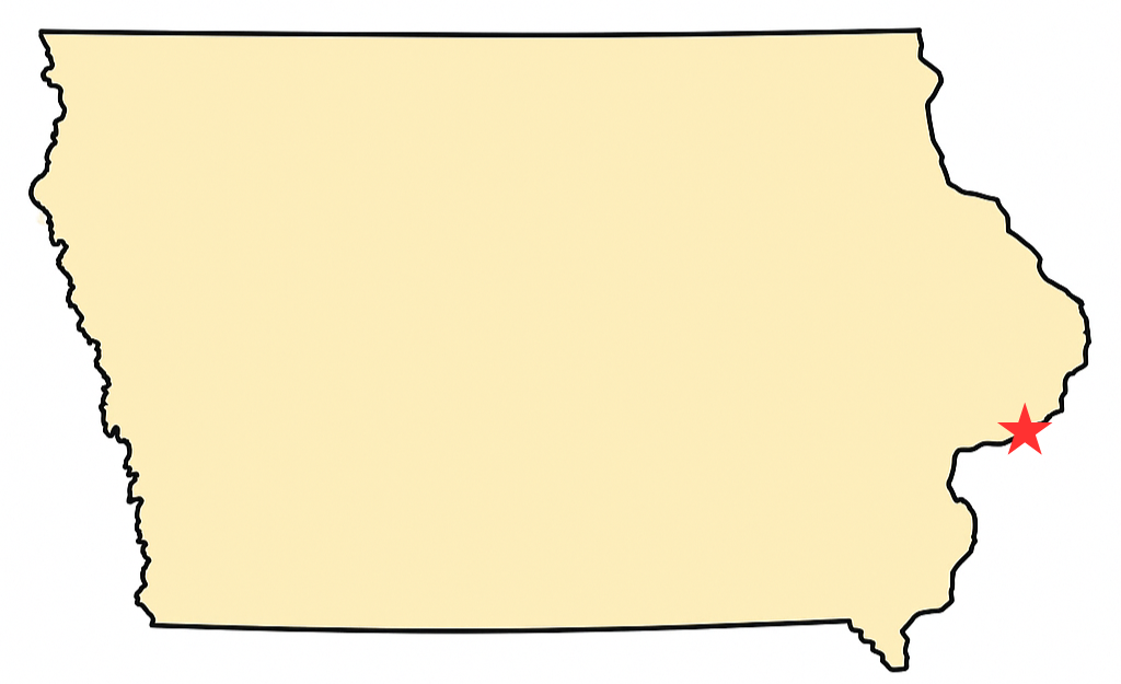 Davenport, IA Davenport, Iowa, starred on a map of Iowa