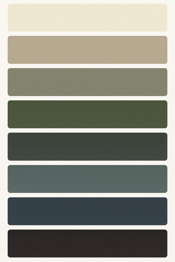 Color Palette A color palette of shades that would go very well on the exterior of a house.