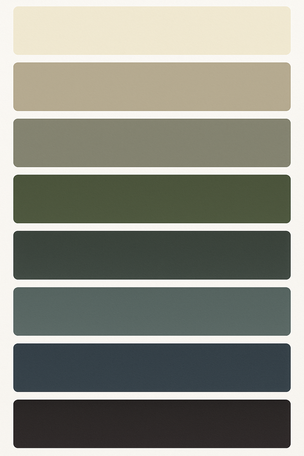 Color Palette A color palette of shades that would go very well on the exterior of a house.