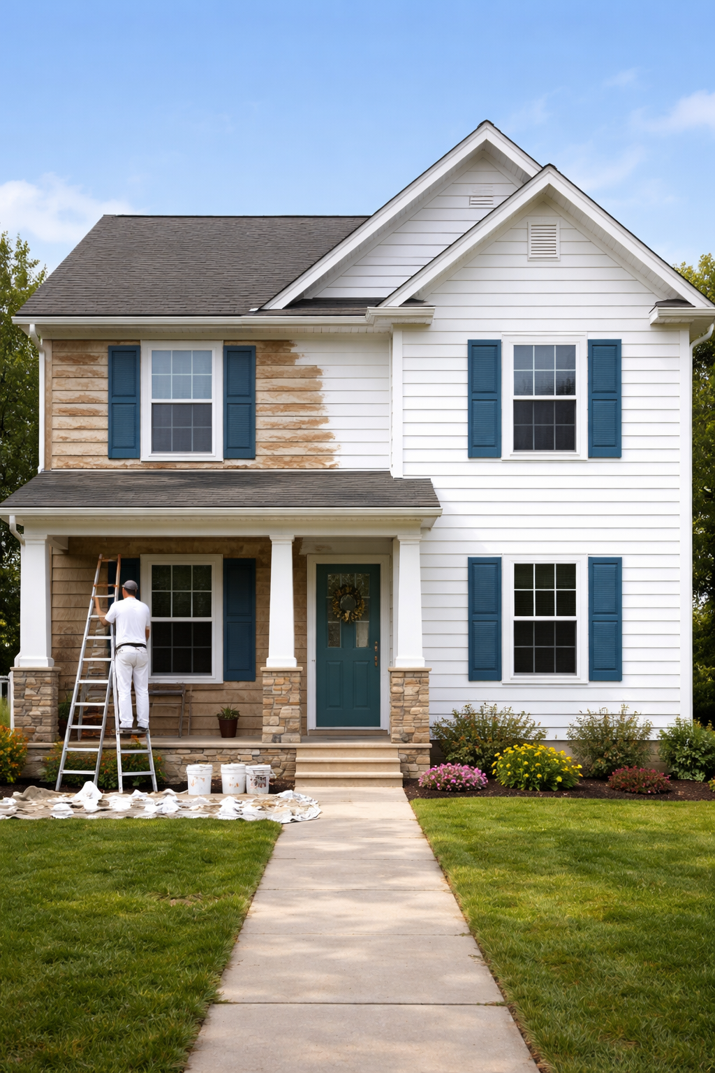 A house painted halfway