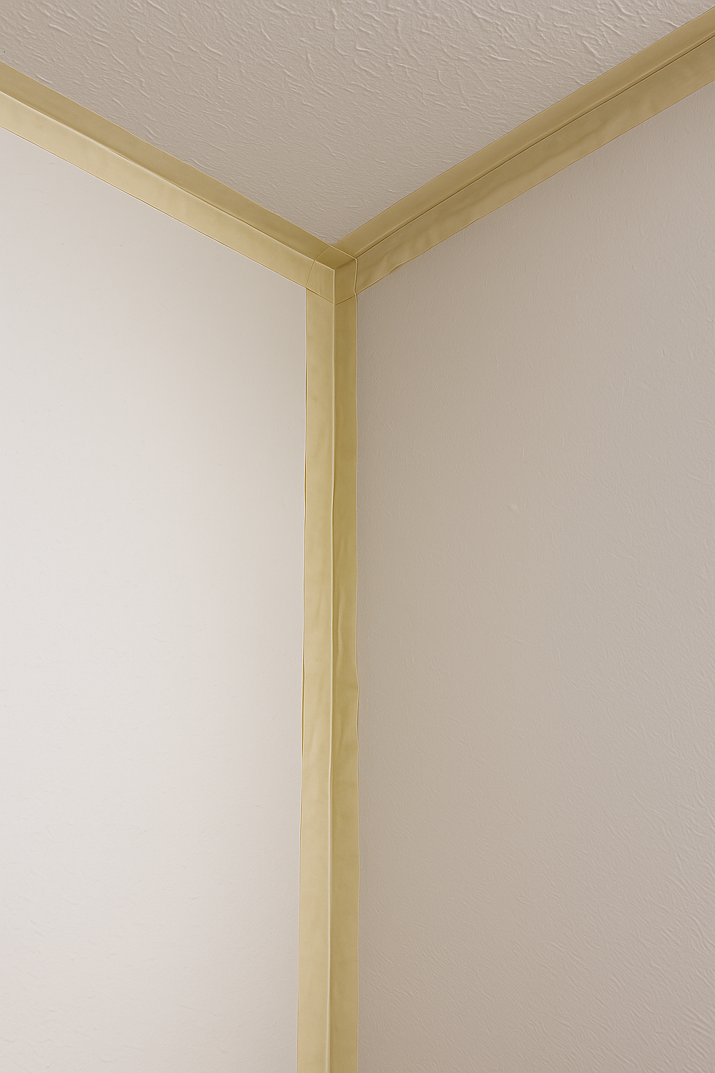 Taping process Corner wall taped off