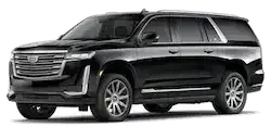 A black cadillac escalade is shown on a white background.