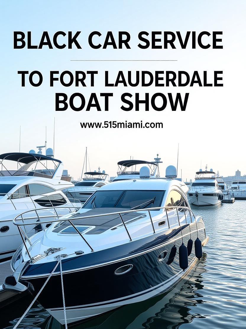 Black car service advertisement: boat, text 
