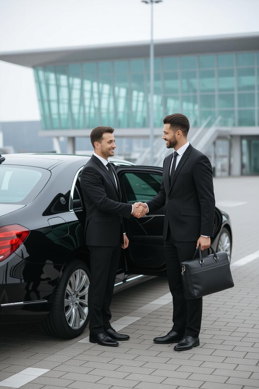 A black SUV Cadillac Escalade parked next to Miami International Airport