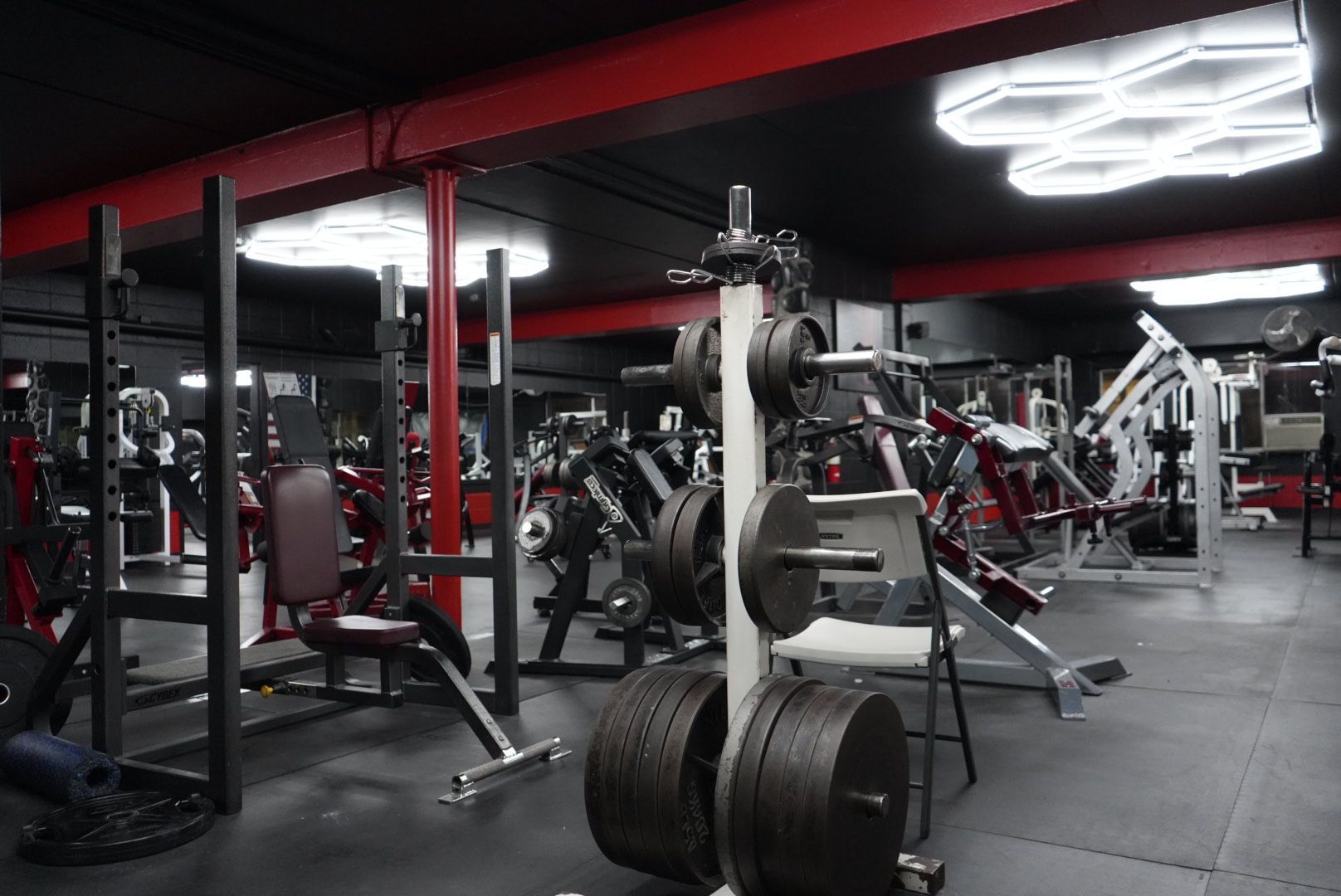 Specialized gym machines for arm workouts, including preacher curls and tricep dips, available at Prodigy Gym & Fitness.