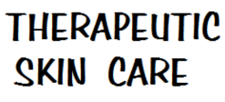 "THERAPEUTIC SKIN CARE" in a handwritten black font on a white background.