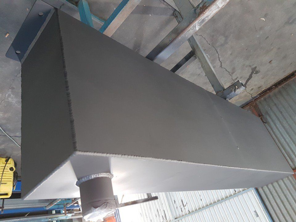 closeup of sheet metal support structure