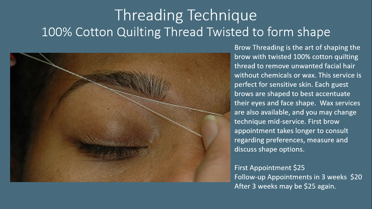 Threading Technique - North Little Rock, AR - Sherrye’s Esthetics and Wellness Spa