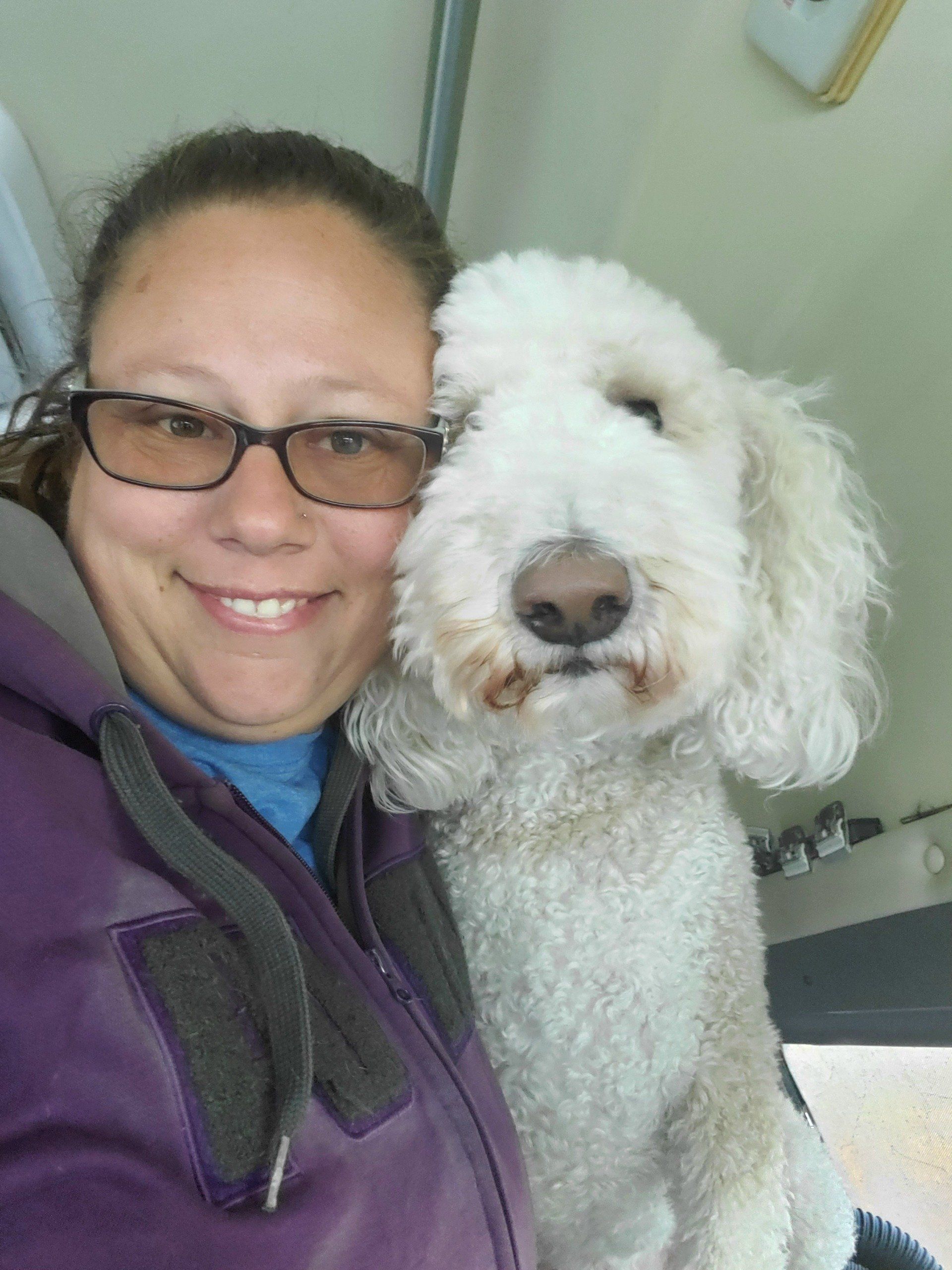 Smiling Woman And Dog — Apache Junction, AZ — Dashing Groomer