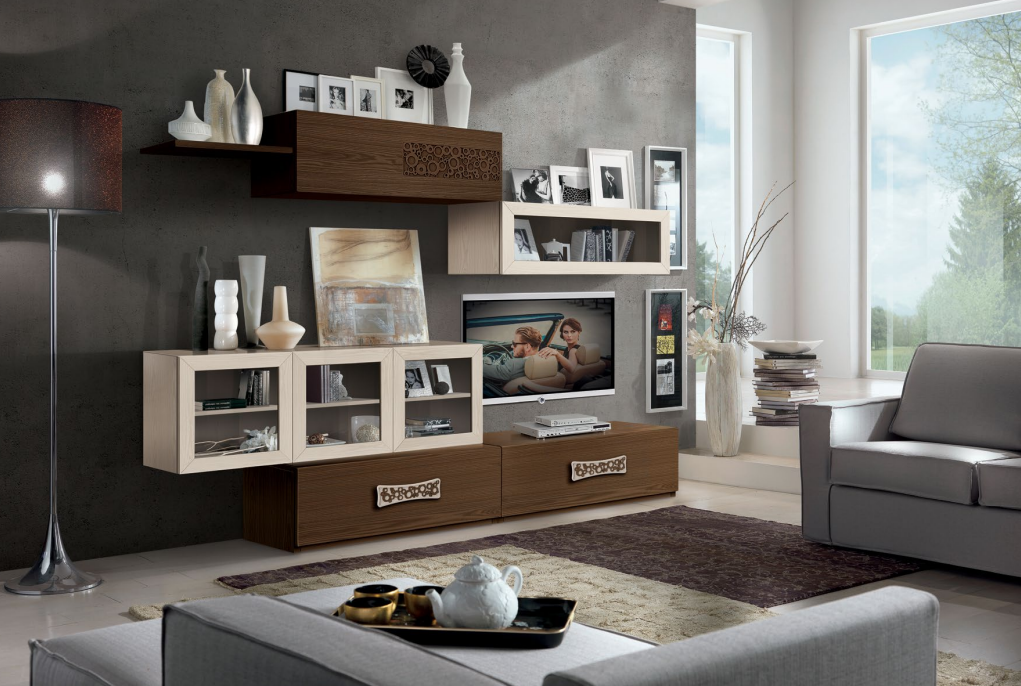 SOGGIORNO COMPONIBILE IN FRASSINO A BRINDISI FALEGNAMERIA ROCHIRA