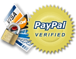 PayPal Verified logo with credit cards and a padlock for security.