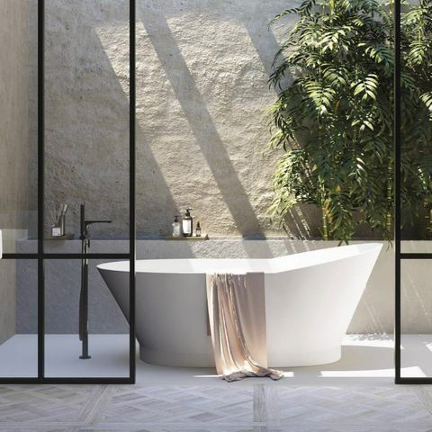 Bathtub Area With Plants On The Side — Fixtures & Fittings In Tweed Heads South, NSW
