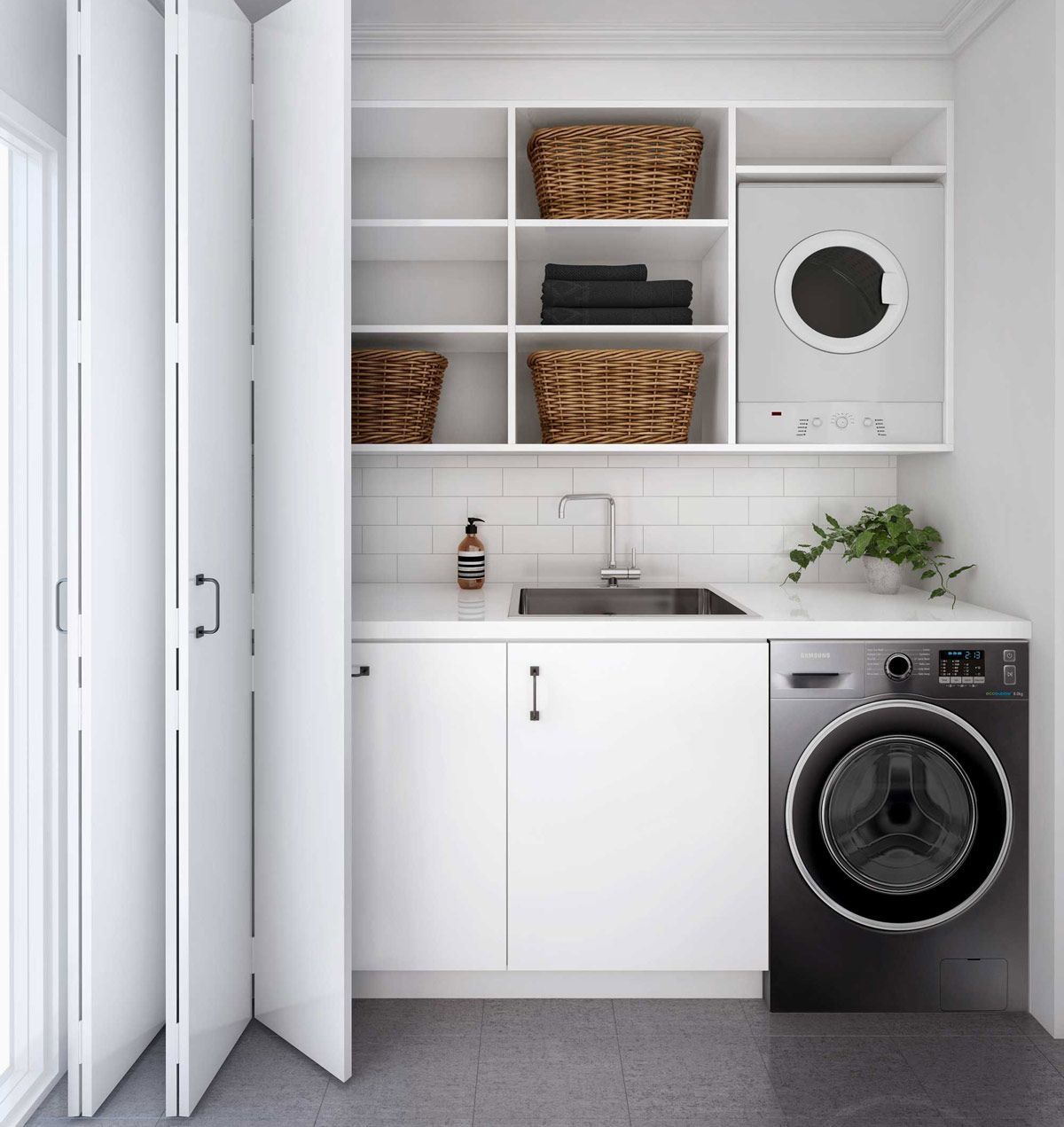 White Interior Of Laundry Area — Fixtures & Fittings In Tweed Heads South, NSW
