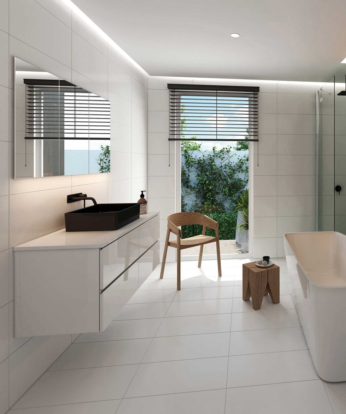 Modern Bathroom With Black Basins And Bathtub — Fixtures & Fittings In Tweed Heads South, NSW