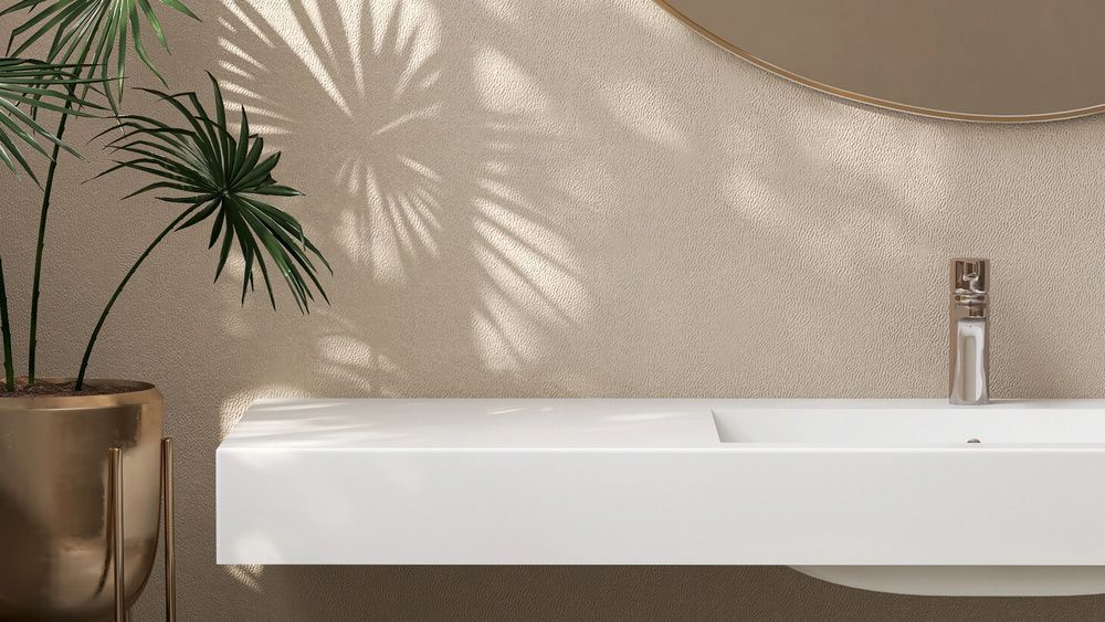 A Bathroom With A Sink And Mirror And A Potted Plant — Fixtures & Fittings In Tweed Heads South, NSW