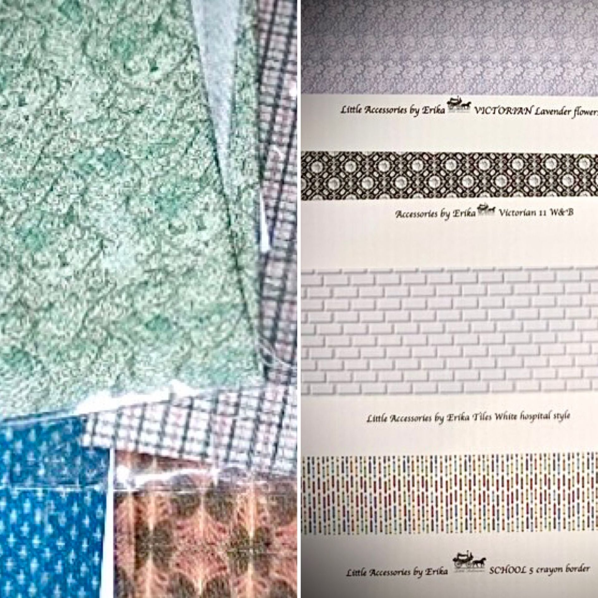 WALLPAPER & FABRIC -  1 sheet of A4 (210mm x 297mm)  11' X 8'   1/48 SCALE