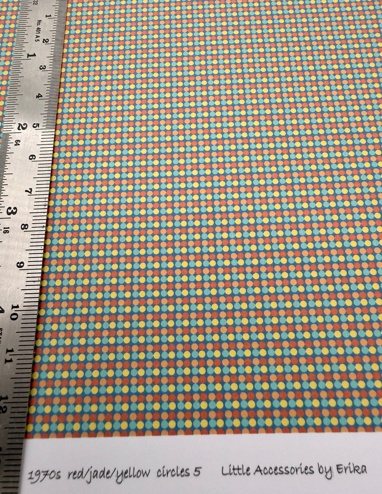 WALLPAPER 1970S RED JADE YELLOW CIRCLES 5 1/48 SCALE