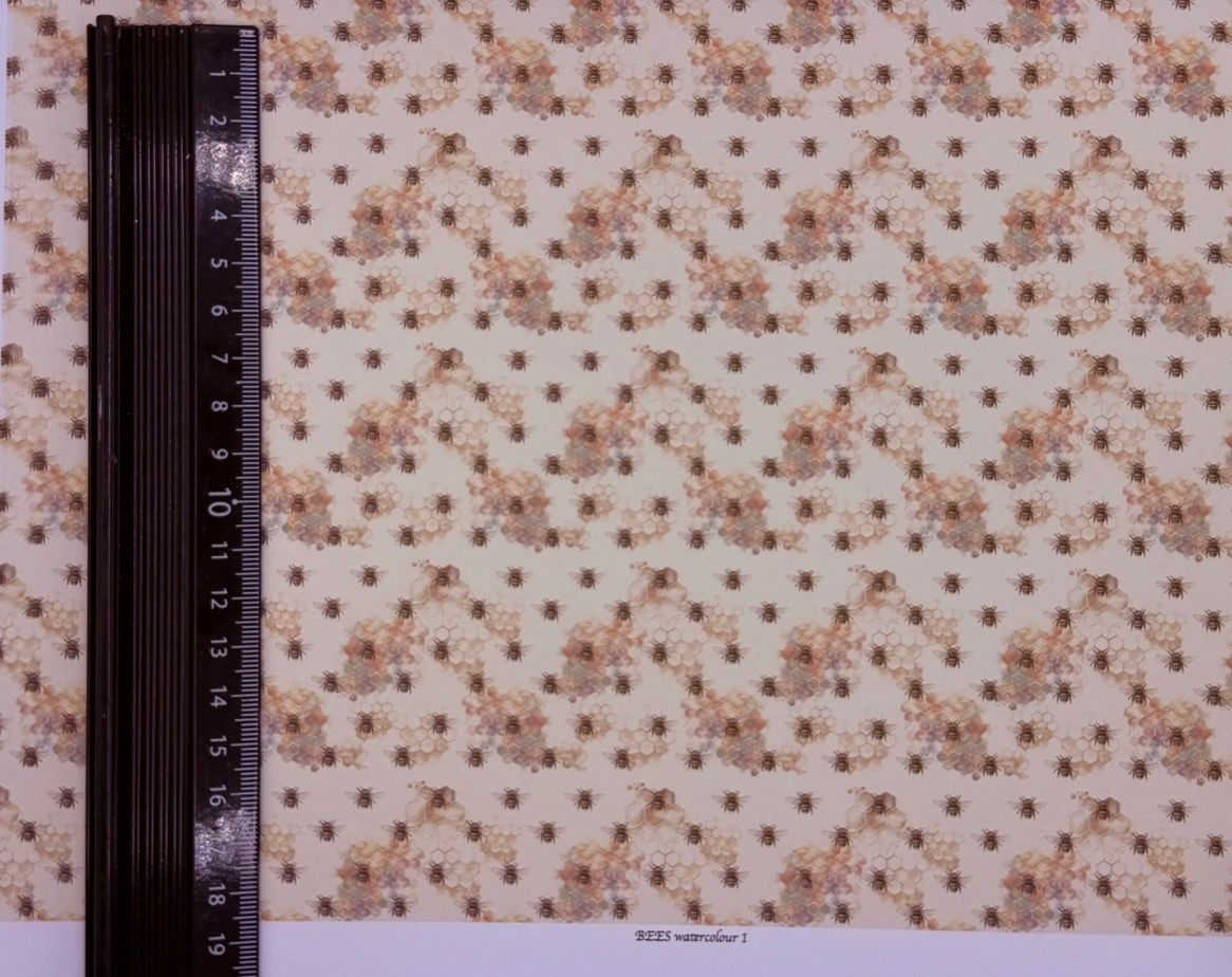 Wallpaper /fabric  bees watercolour 1. 1/48 scale