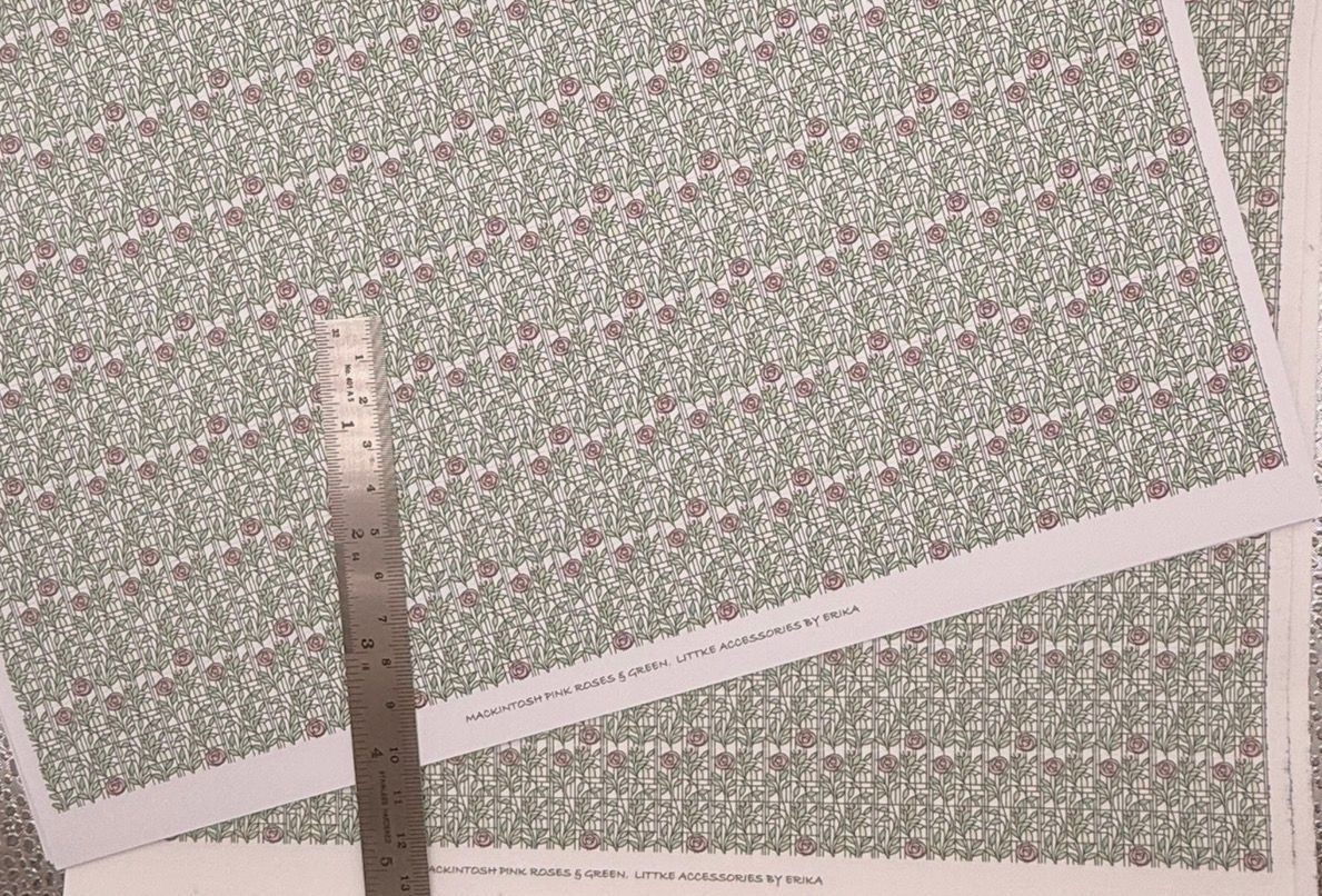 Wallpaper /fabric Mackintosh red roses & stem 1