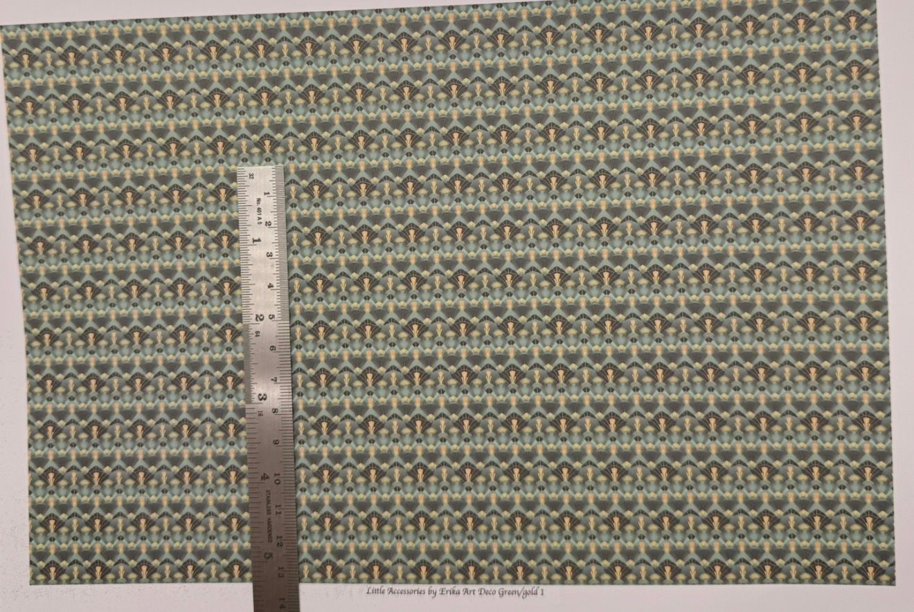 Wallpaper/fabric Art deco green gold 1