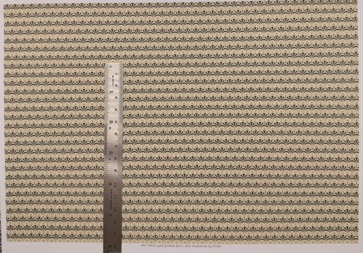 wallpaper /fabric Art Deco black & gold fans  1/48 scale