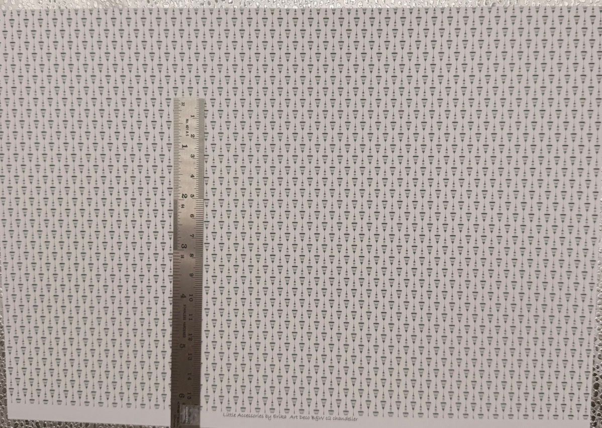 Wallpaper /fabric Art Deco B&W 2 Chandelier.  1/48 scale