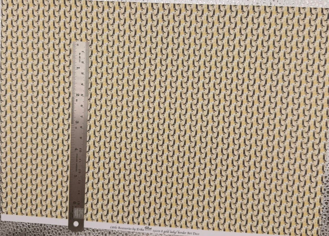 Wallpaper/fabric 1920s  gold lady 8    1/48 scale