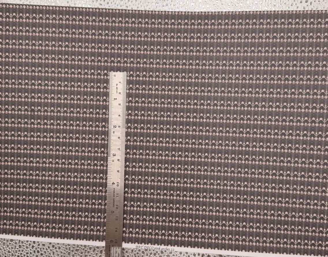 Wallpaper/fabric Art Deco pink arches 22.    1/48 scale