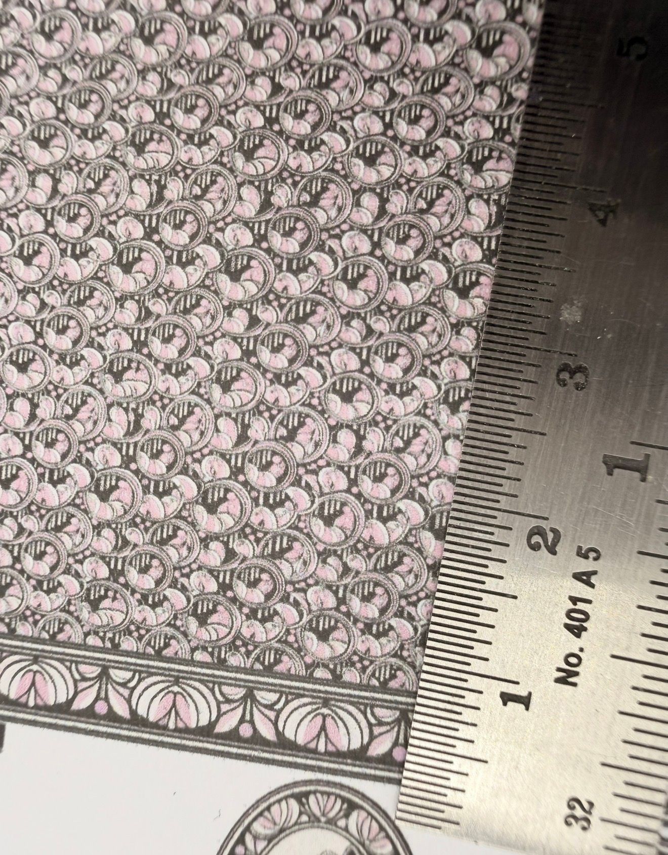 Wallpaper/fabric SET Art Deco pink with fireplace