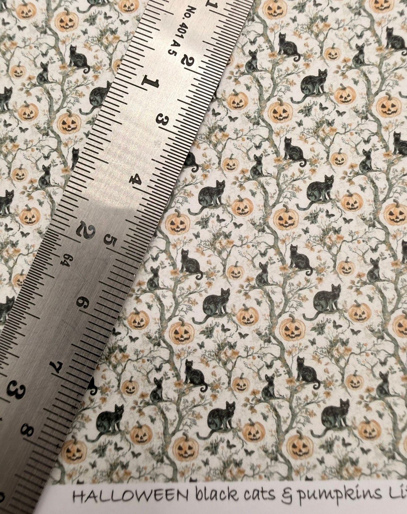 Wallpaper /fabric. CATS halloween black & pumpkins. 1/48 scale