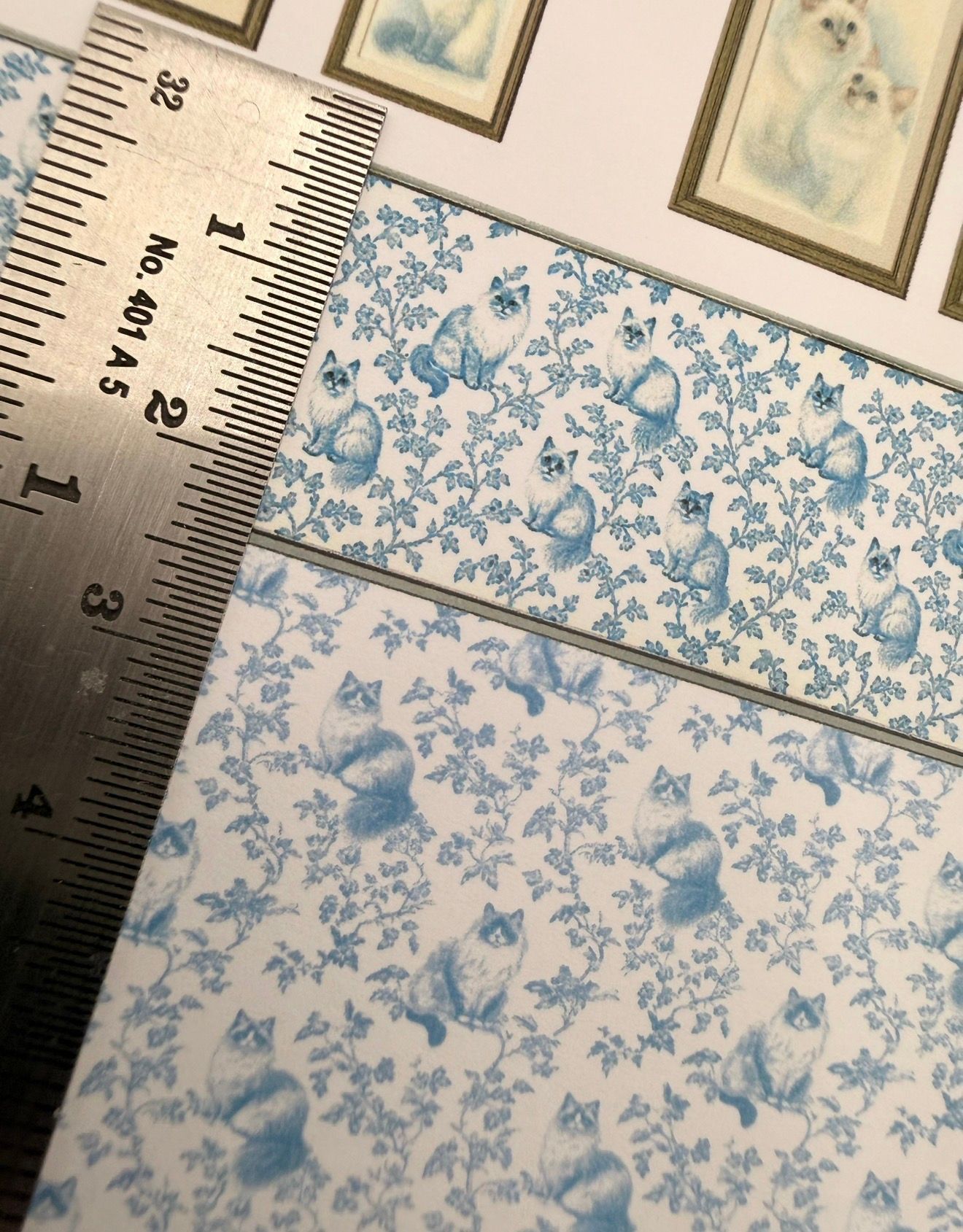 Wallpaper/fabric CAT set  ragdoll blue 1/48 scale