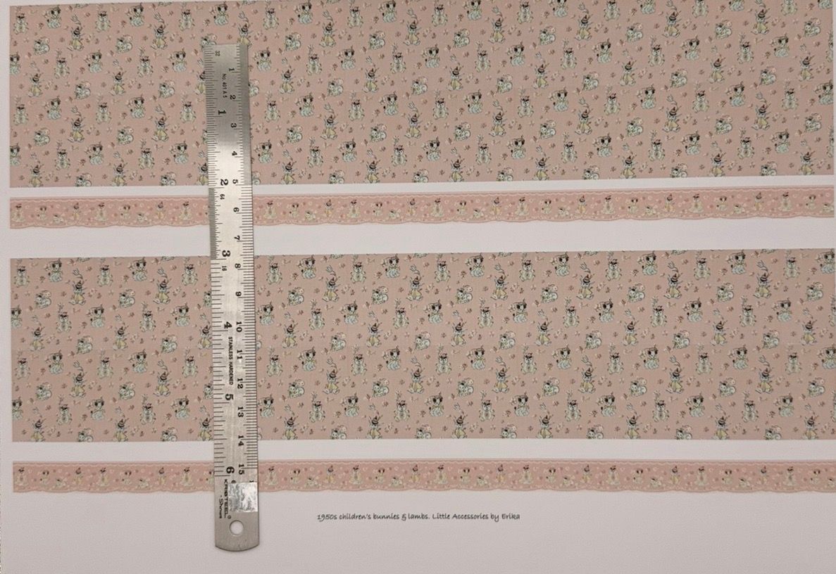 Wallpaper /fabric 1950s Childrens bunnies & lambs. 1/48