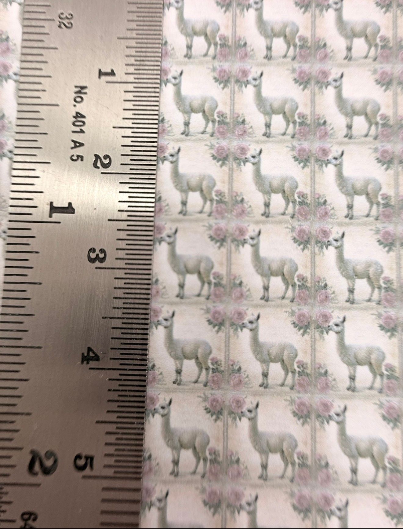 Wallpaper/fabric. Llama with flowers. 1/48 scale